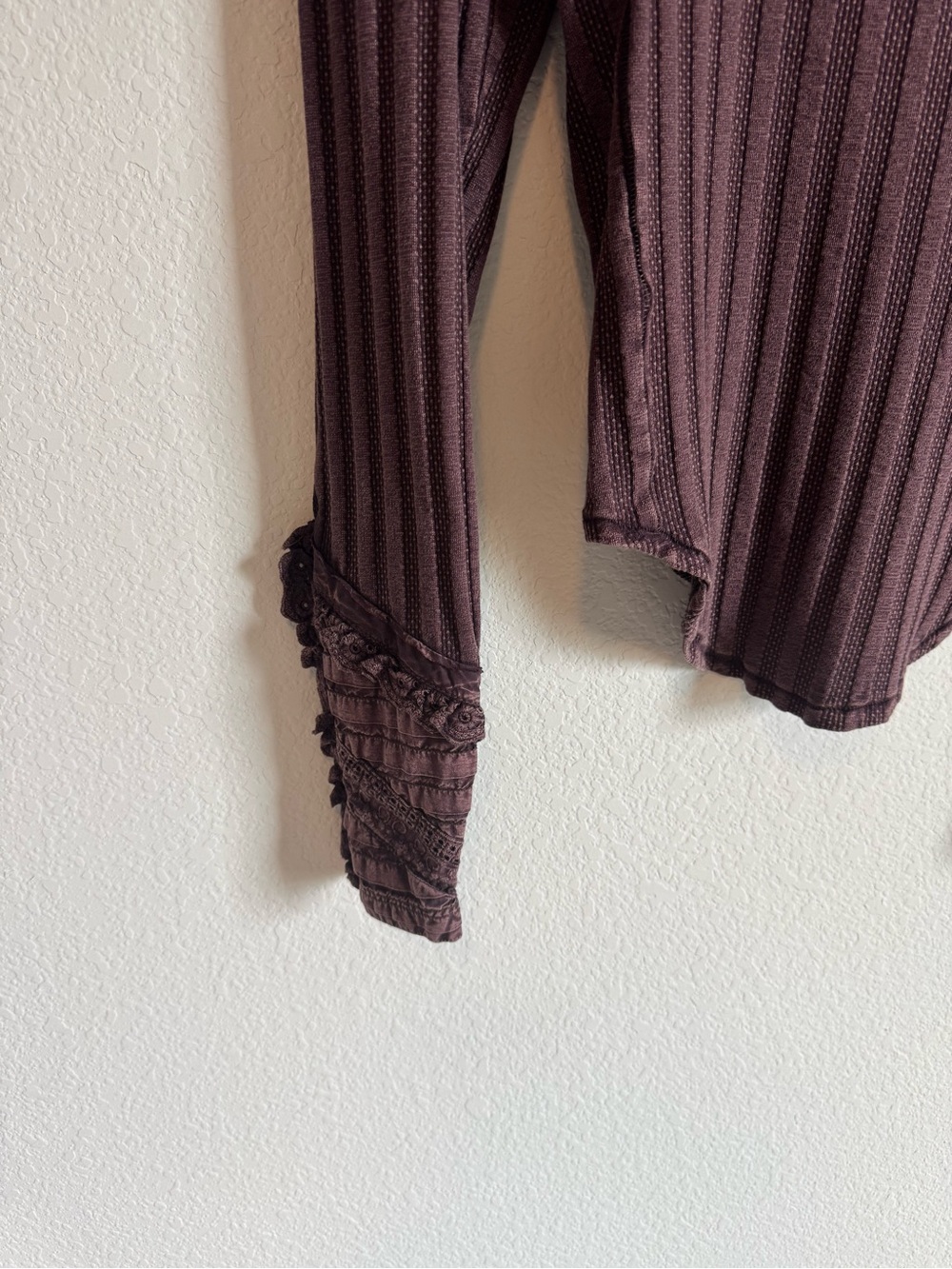Free People Brown Could I Love You More Lace Cuff Detail Puff Sleeve Top Size XS - Picture 2 of 9